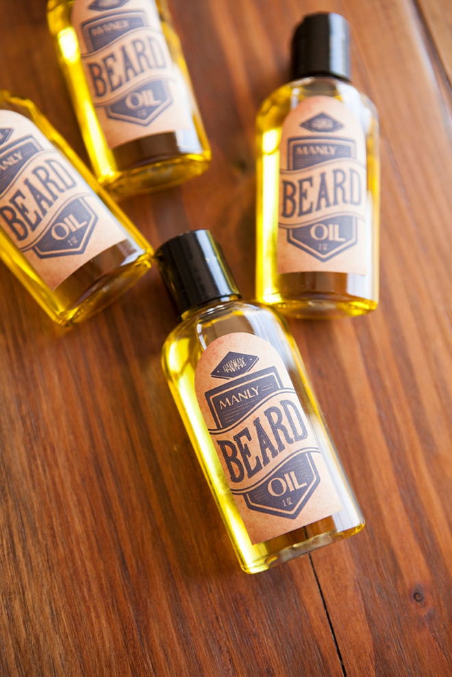 Super easy recipe for making your own beard oil, perfect for groomsmen gifts!