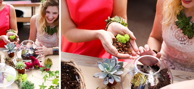 How fun is this DIY terrarium project at this garden bridal shower?! Such a great favor idea!