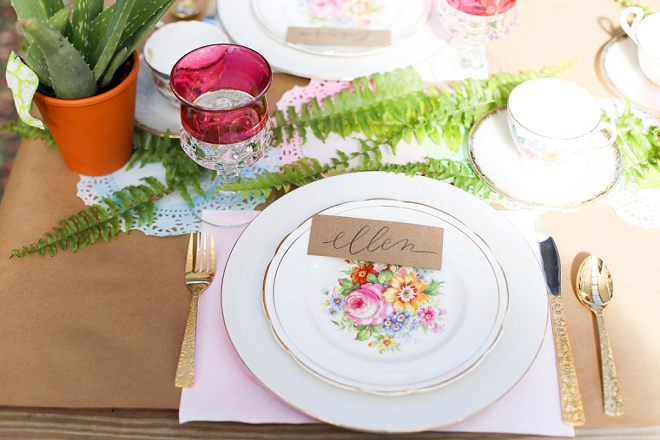 We LOVE these gorgeous place settings at this bridal shower!
