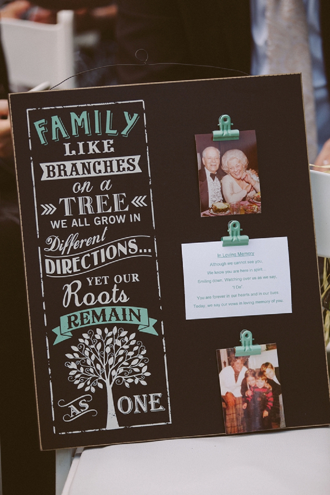 We're loving this family wedding detail at their reception! SO sweet!