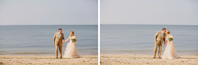 We're loving these sweet shots of the new Mr. and Mrs. sneaking some alone time on the beach after their ceremony!