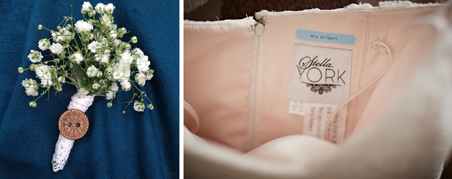 We're loving this Bride's Mrs. something blue sewn into her wedding dress!