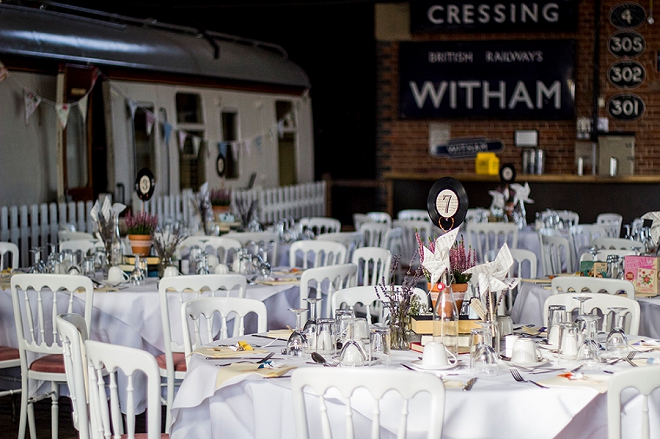 We're loving the rock and roll, vintage vibe at this museum UK wedding reception!
