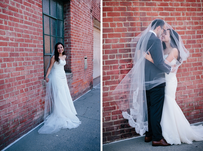 We're loving this gorgeous couple and this Bride's veil shots! So fun and glam!