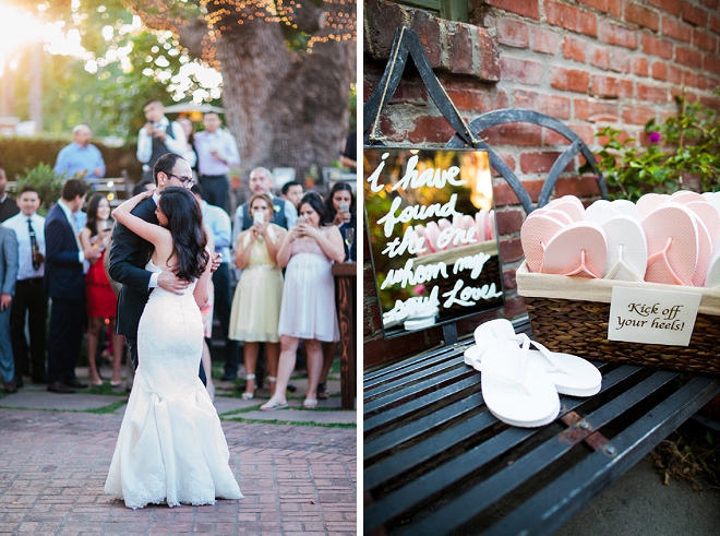 Loving this classic couples first dance at their gorgeous garden reception!