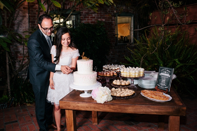 We're loving this gorgeous couple and their dessert bar!