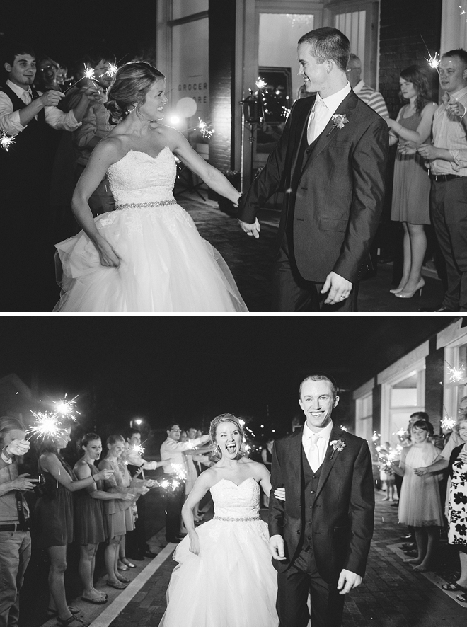 We're swooning over this gorgeous DIY wedding and this couple's fun sparkler exit!