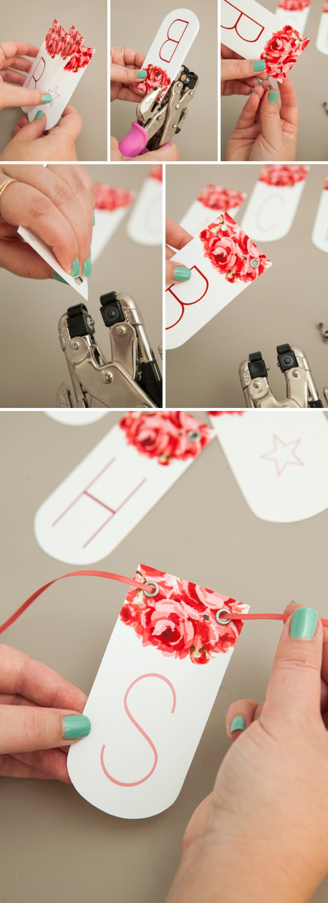 Adorable FREE printable floral alphabet banner, you can make it say anything you want!