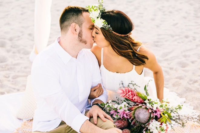 We're swooning over this gorgeous boho anniversary shoot with gorgeous flower crown and bouquet!