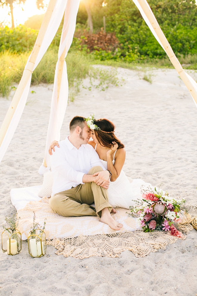 We're swooning over this gorgeous boho anniversary shoot with gorgeous flower crown and bouquet!