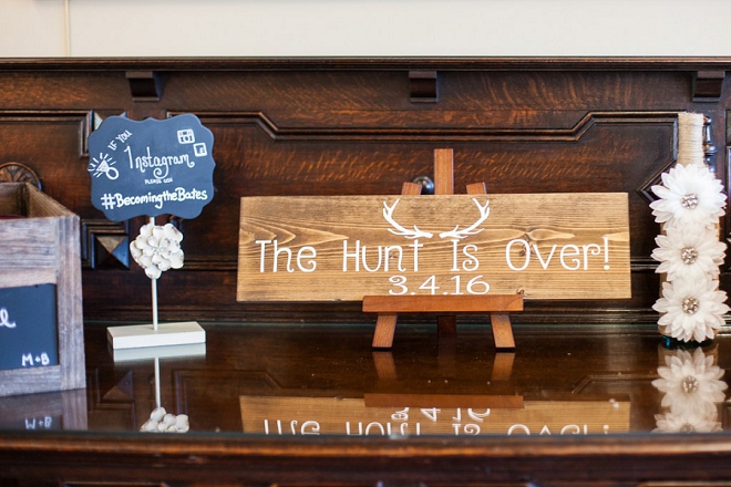 We're in love with this super fun hashtag and signage at this crafty country wedding!