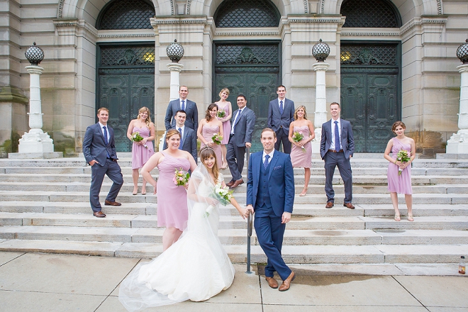 We're loving this gorgeous purple and navy bridal party at this museum wedding!