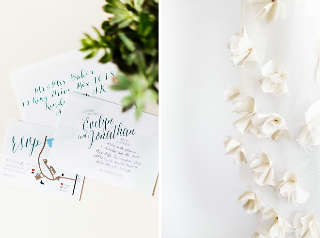 We're crushing on this Bride's gorgeous invite suite and handmade ceremony backdrop!