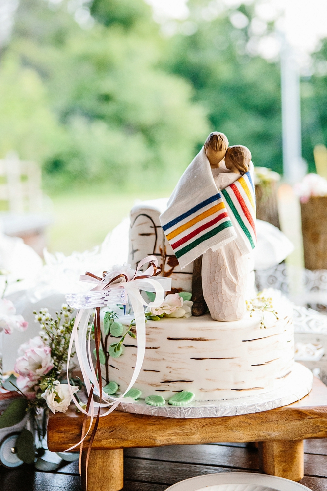 We're swooning over this fun couples rustic wedding cake and dessert bar!