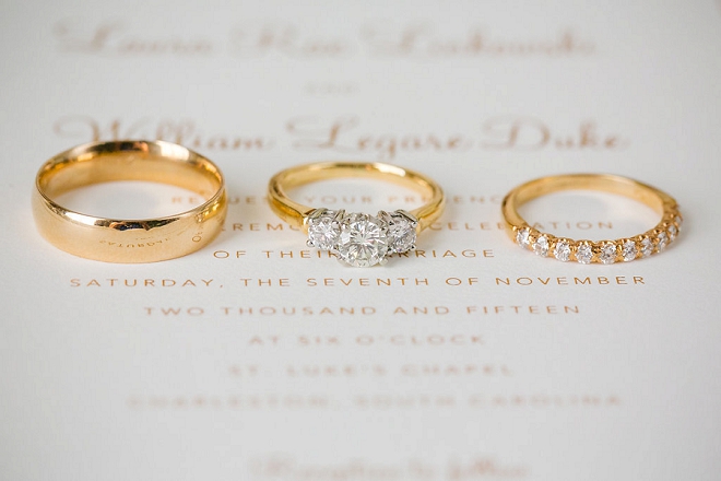 We love this Bride and Groom's wedding ring style!