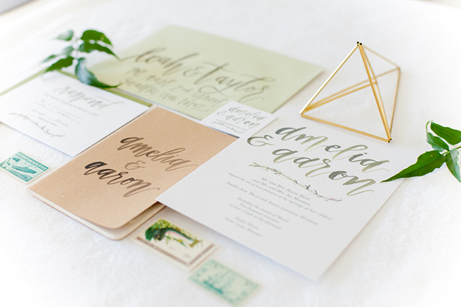 Stunning hand lettered wedding invitation suite from Prairie Letter Shop!