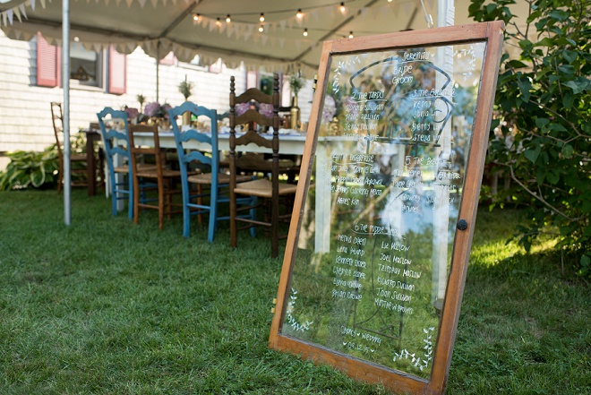 Crushing on this gorgeous gold table number display at this backyard reception!