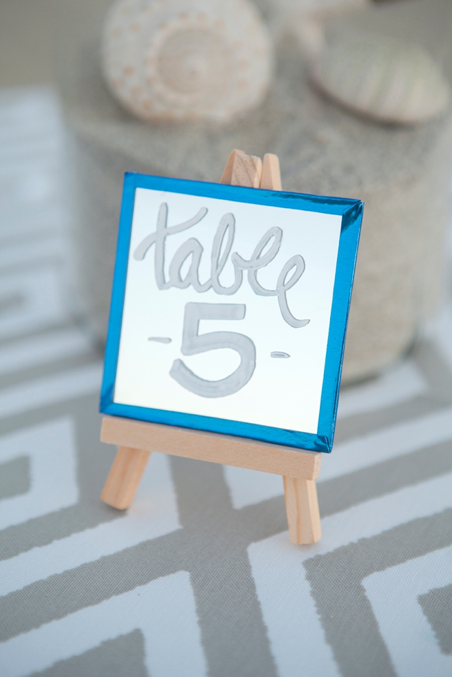 How to make the most darling mini-mirror and easel table numbers!