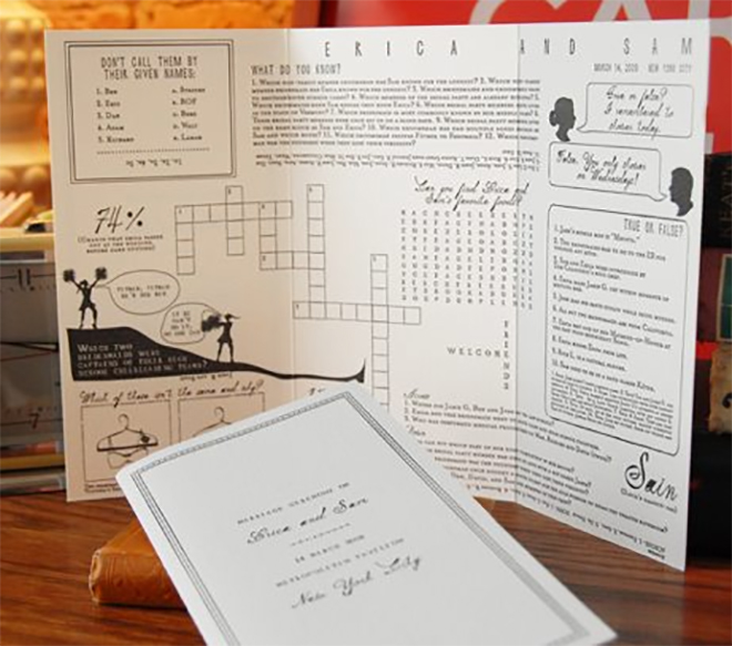 wouldn't you love a wedding program filled with personal puzzles?