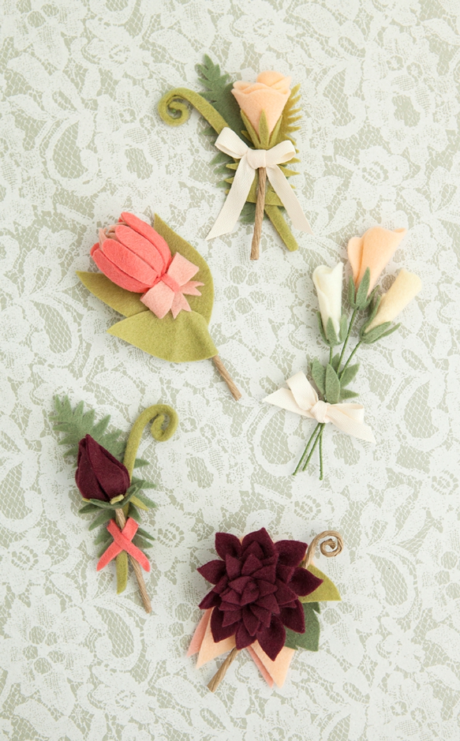 How to make the most darling felt flower boutonnieres!