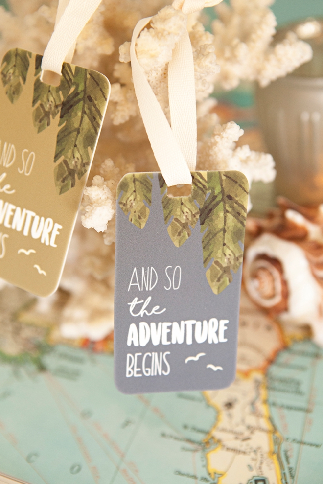 Adorable free printable And So The Adventure Begins, shrinky dink luggage tags!