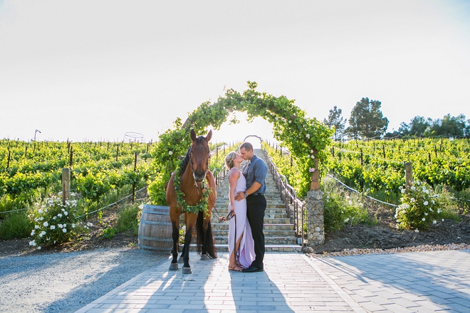 We're swooning over this romantic mountainside engagement session featuring their horse!