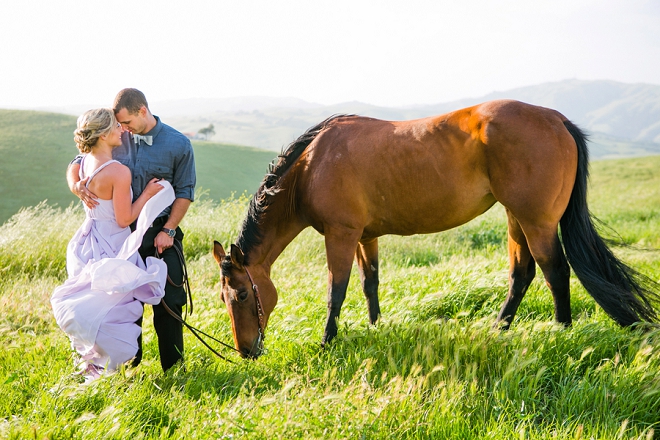 We're swooning over this super romantic mountainside engagement session featuring their horse!