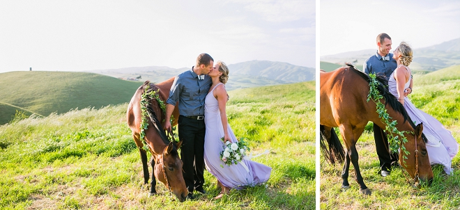 We're swooning over this romantic mountainside engagement session featuring their horse!