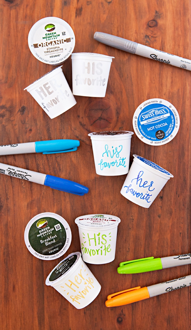 Personalize K-cups using Sharpies! Genius!