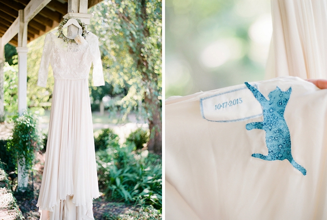 How fun is this Bride's dress and her something blue?! Love!