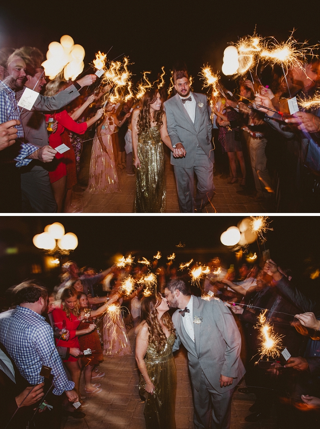 Loving this Bride's reception dress and sparkler exit at this gorgeous Palm Springs wedding!