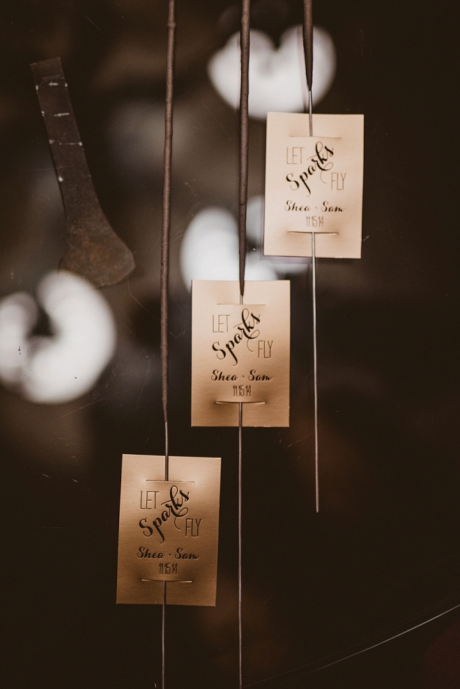 In LOVE with these darling sparkler tags for the new Mr. and Mrs. exit!