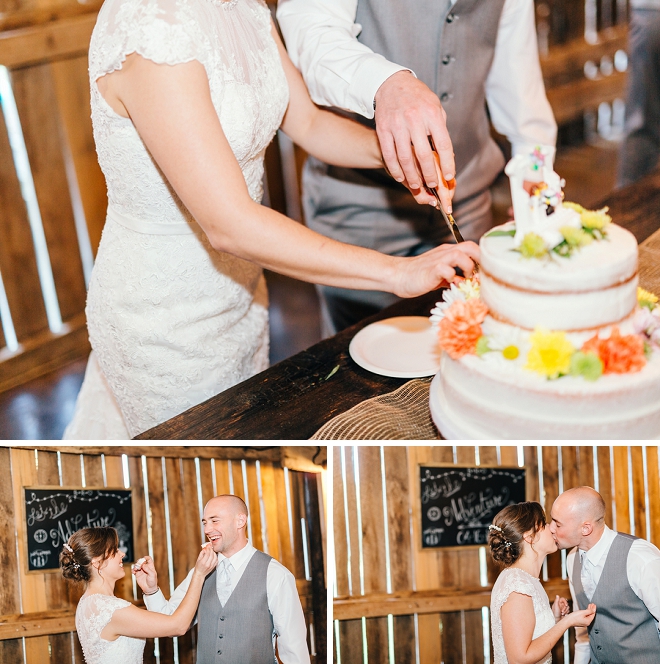 Loving this shot of the new Mr. and Mrs. cutting the cake!