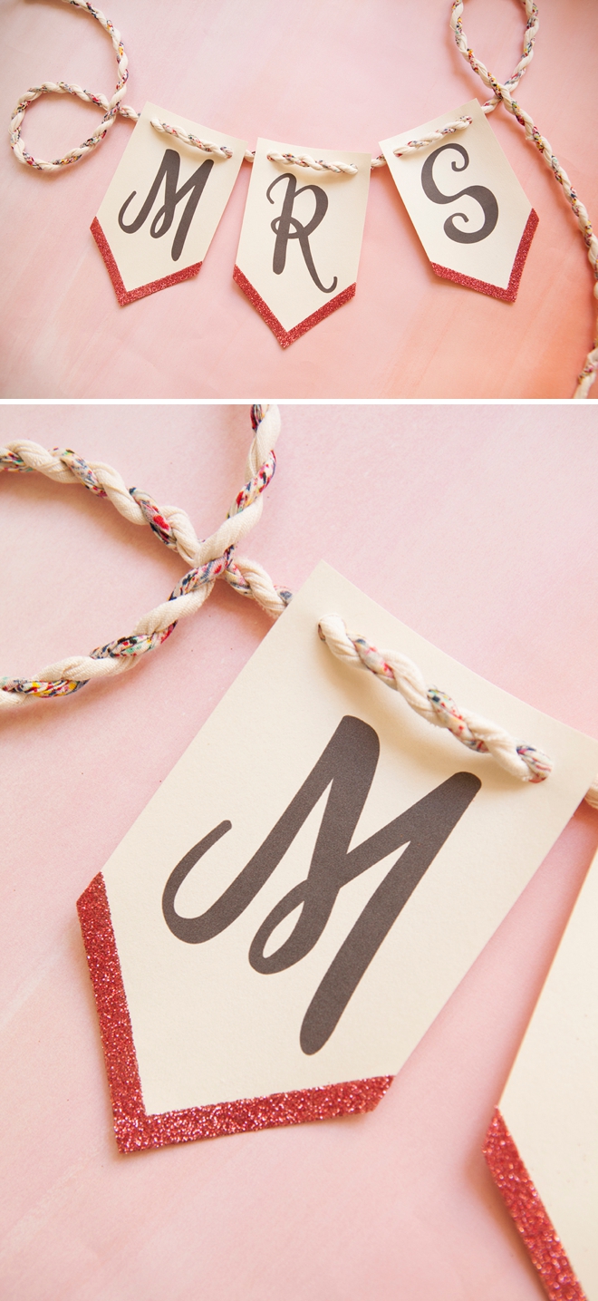 Check out this super cute, free printable alphabet banner with glitter!