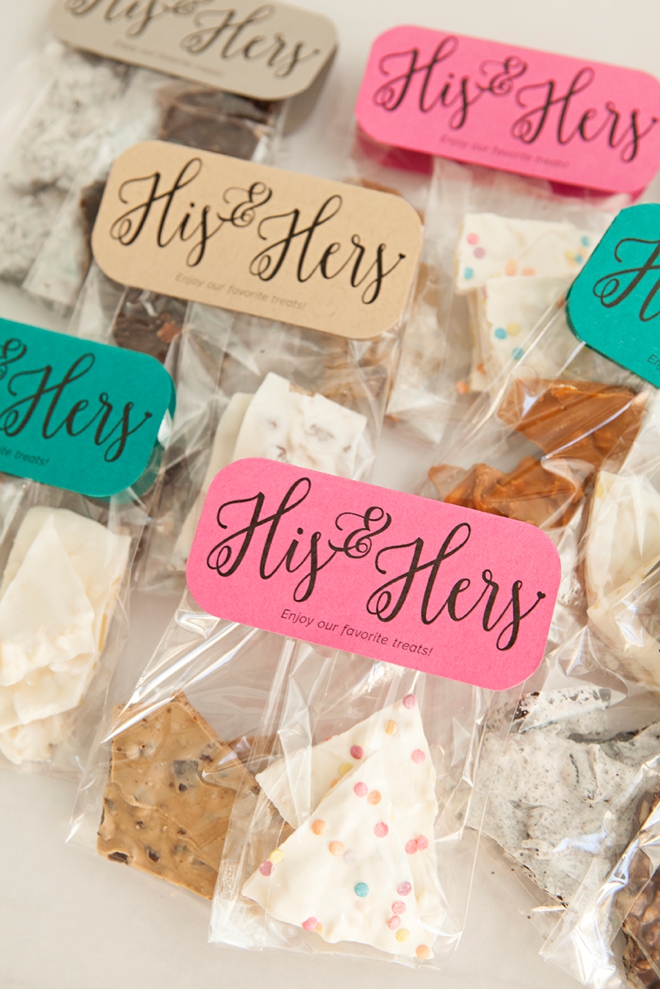 Learn how to make the most darling His and Hers treat favors for your wedding!