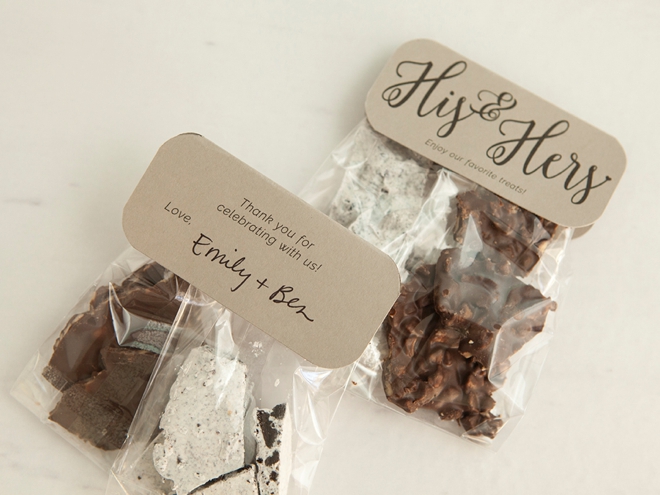 Learn how to make the most darling His and Hers treat favors for your wedding!