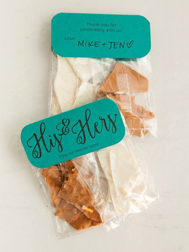 Learn how to make the most darling His and Hers treat favors for your wedding!