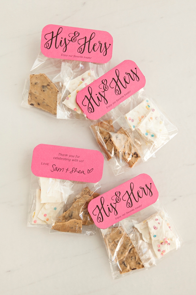 Learn how to make the most darling His and Hers treat favors for your wedding!