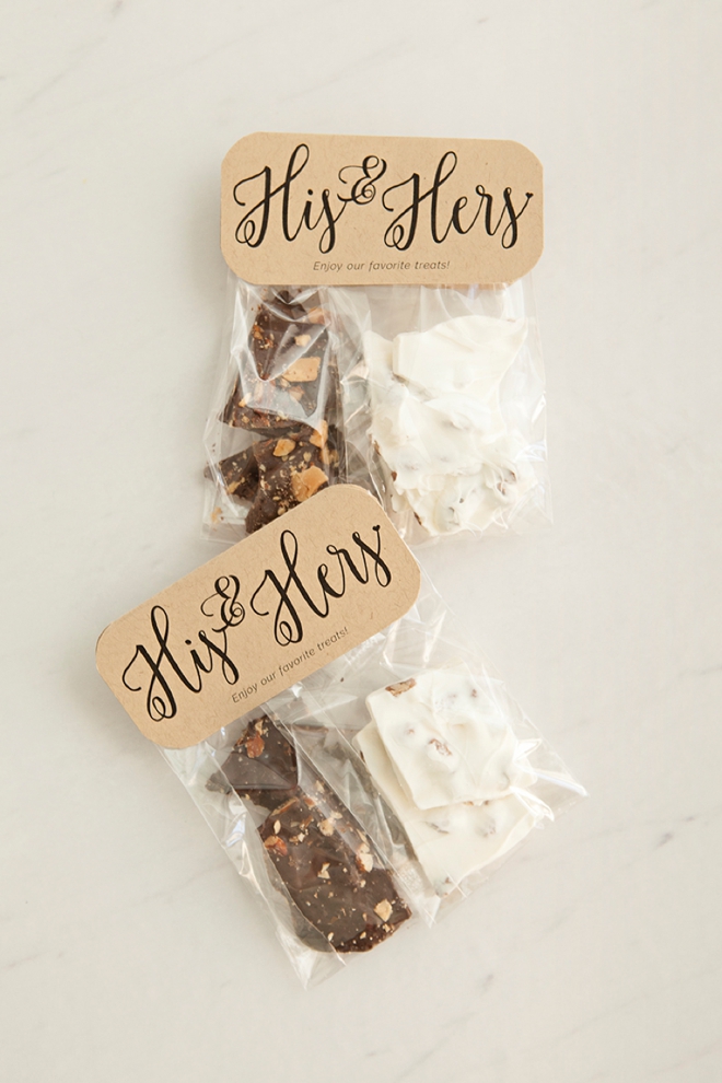 Learn how to make the most darling His and Hers treat favors for your wedding!