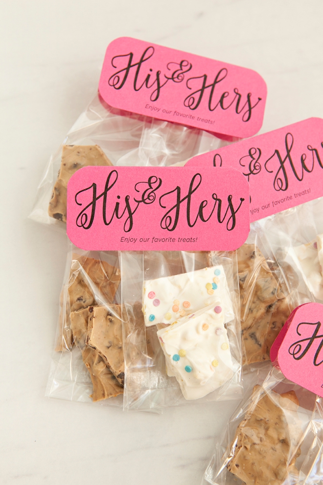 Learn how to make the most darling His and Hers treat favors for your wedding!