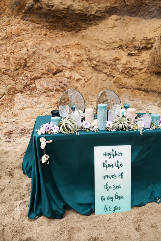 Check out this amazing DIY, mermaid inspired beach wedding inspiration!