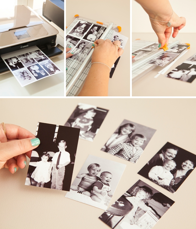 Free printable table numbers that hold a photo of the bride and groom at each age!