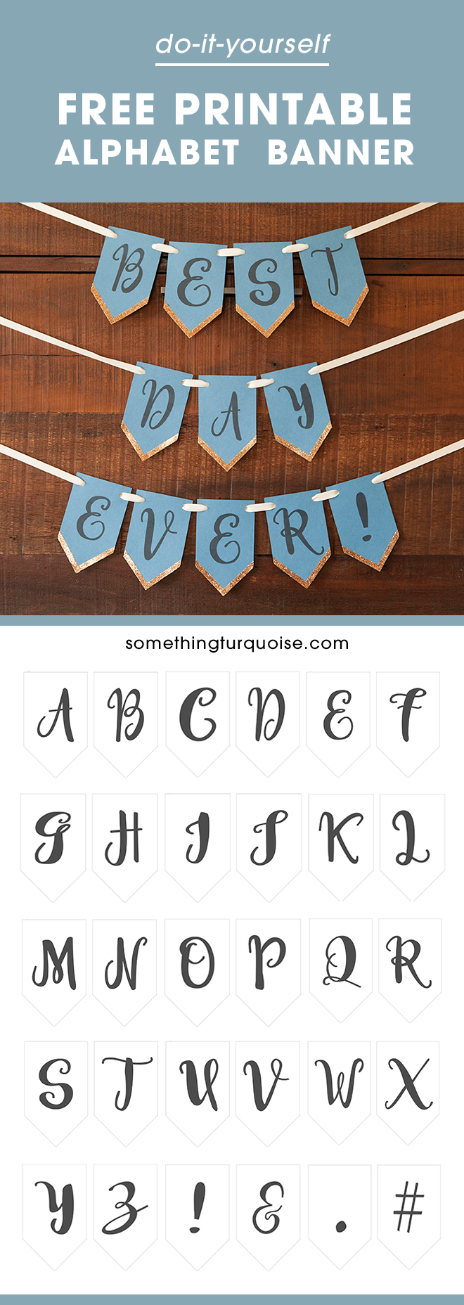 Check out this super cute, free printable alphabet banner with glitter!