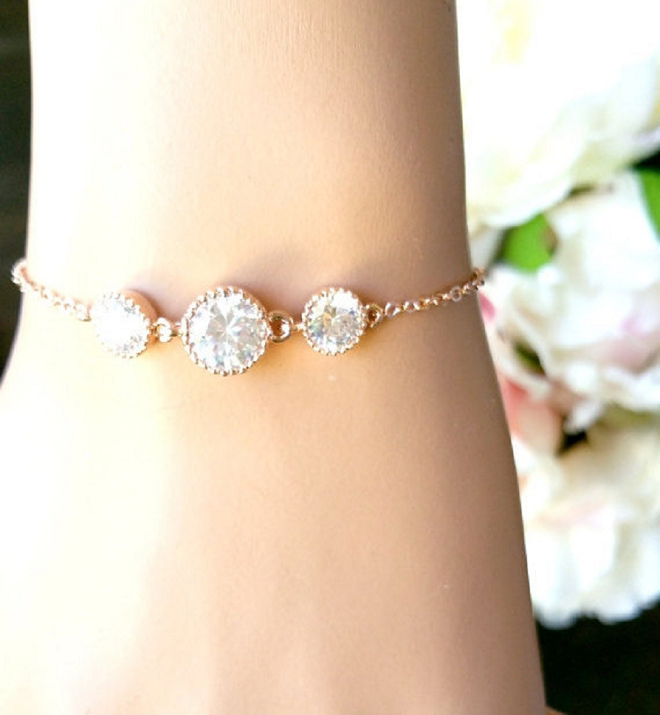 We love this delicate wedding day bracelet for layering!