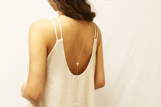 This stunning and delicate pearl back necklace is one of our favorites!