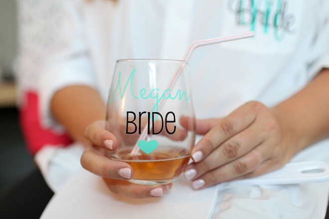 How darling is this Bride's getting ready glass?! We're loving it!