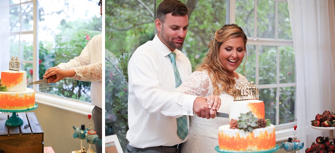 Cutting the cake as Mr. and Mrs. for the first time!