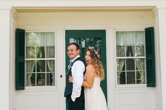 We're crushing on the Bride and Groom's first look! So Sweet!
