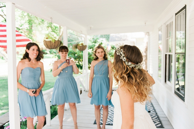 We love this darling first look of the Bride and her Bridesmaids!