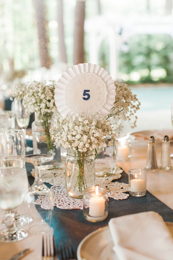 We love the darling table numbers on the dolly's at this darling wedding!